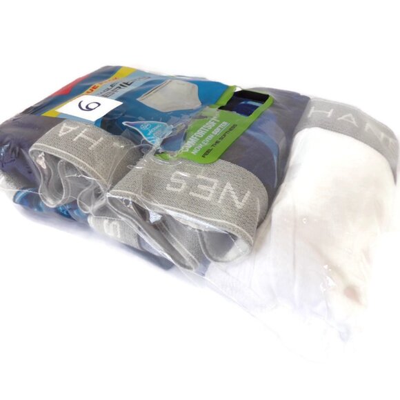 Hanes Boys Tagless Briefs Large 14-16 confortflex waistband 6 pair Blue Grey  99 - Picture 4 of 5